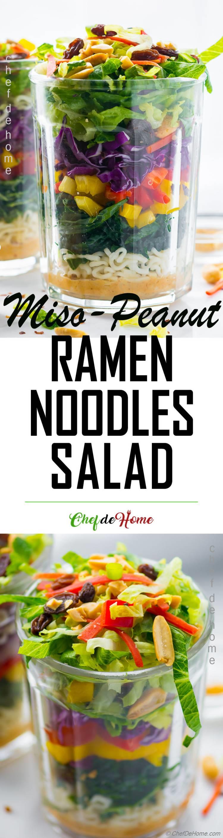 Miso Peanut Asian Noodles Salad in a Jar for Summer Picnic