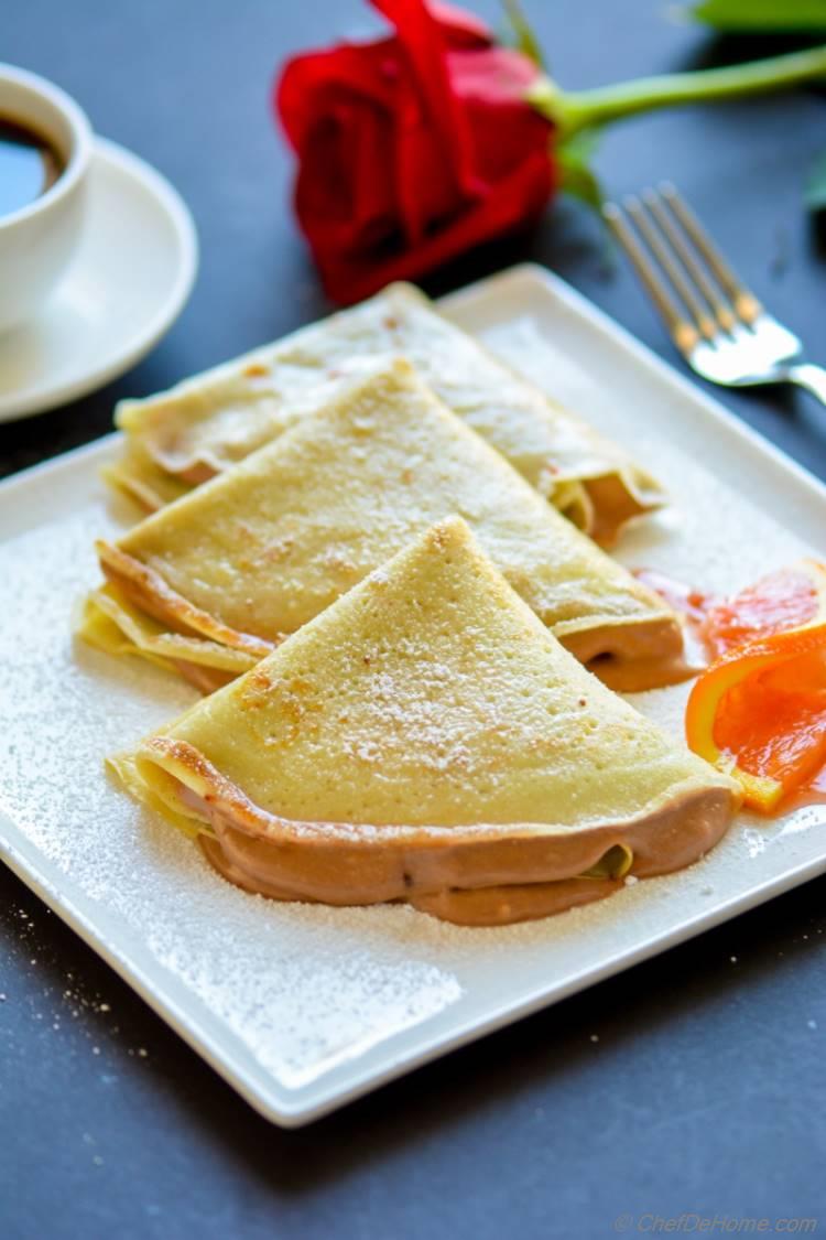 Nutella Mousse Crepes for Breakfast for a family Breakfast at home | chefdehome.com