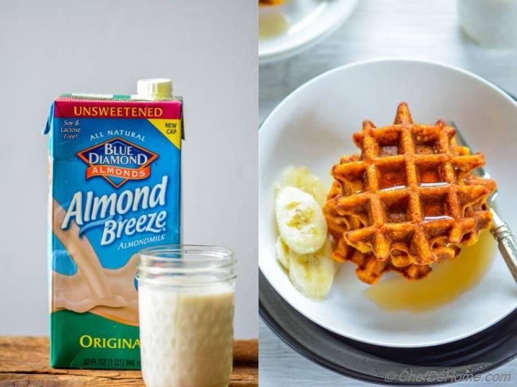 Dairy Free Sweet Potato and Oats Waffles made with Blue Diamond Almondmilk | chefdehome.com