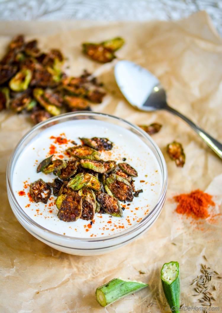 Crispy Okra Seasoned with Indian Spices to make Easy Yogurt Dip | chefdehome.com