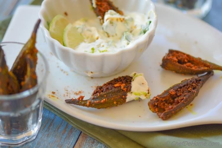 Homemade Creole Seasoned Baked Okra Fries with Lime-Cilantro Dip