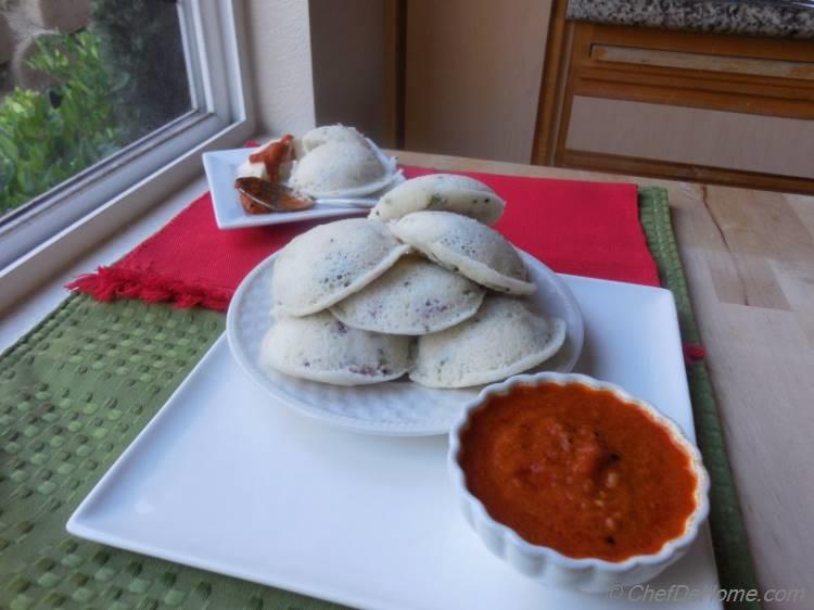 Onion and Cilantro Steamed Semolina Cakes