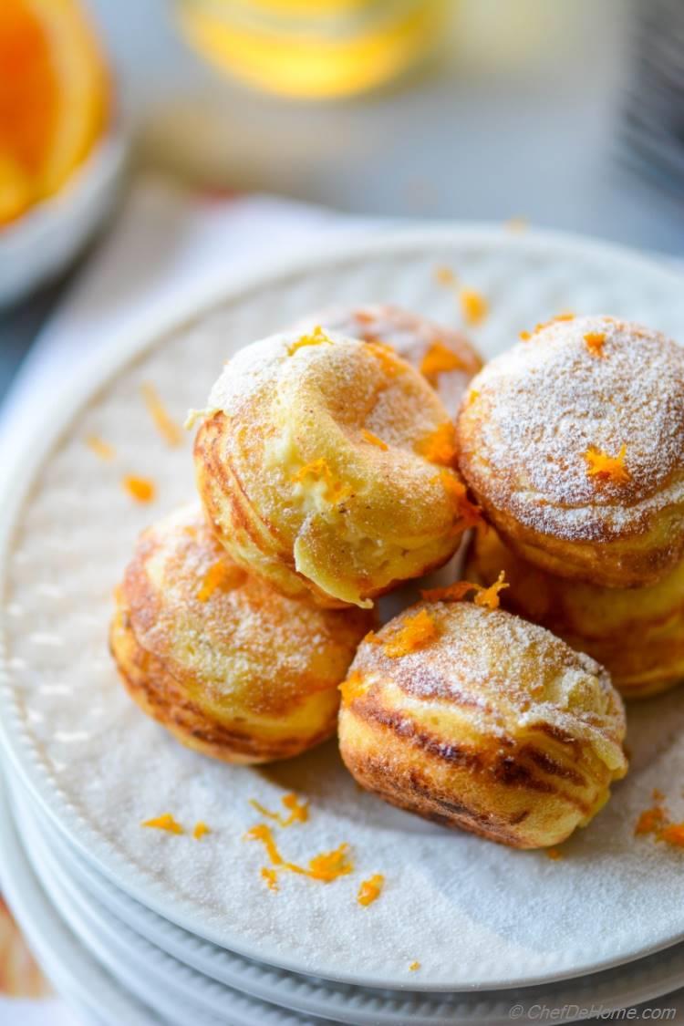 Scrumptious Orange-Cream Filled Ebelskivers. Enjoy for Breakfast or Dessert!