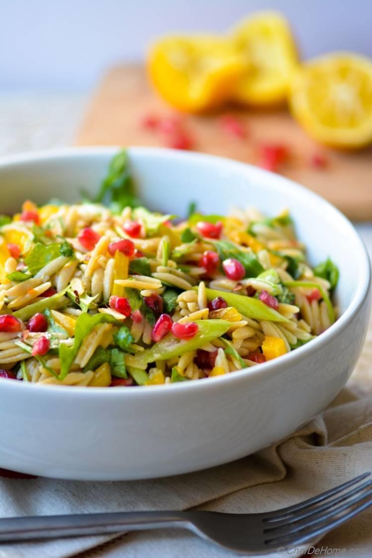 Healthy Vegan Whole Wheat Orzo and Arugula Salad