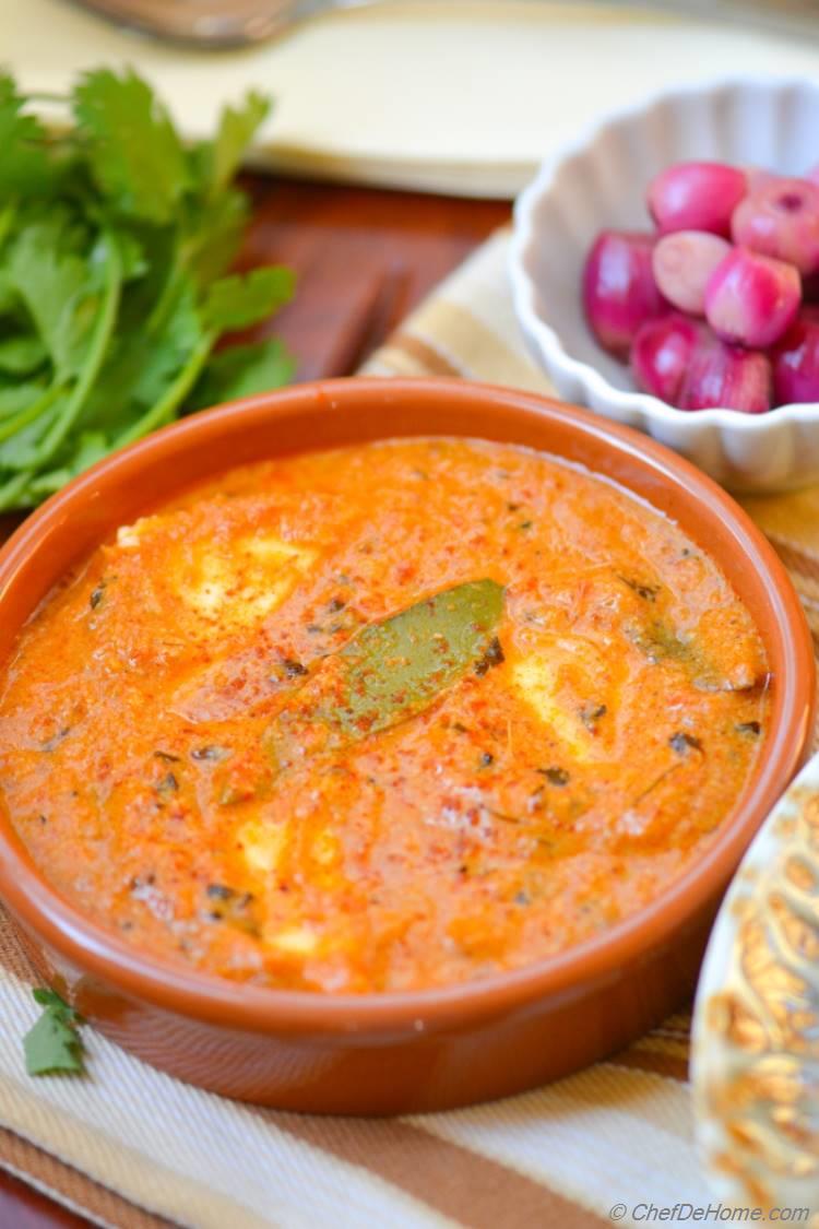 Indian Paneer Butter Masala Served with White Rice