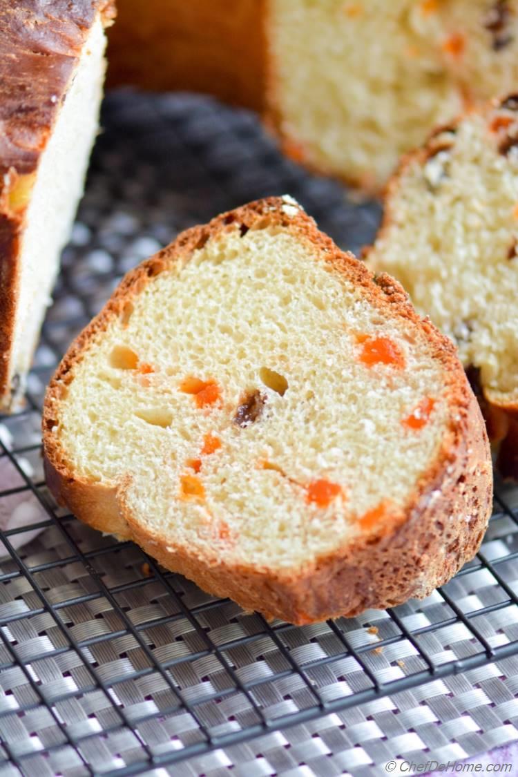 Texture of Christmas Panettone - Sweet Yeast Bread Like Cake