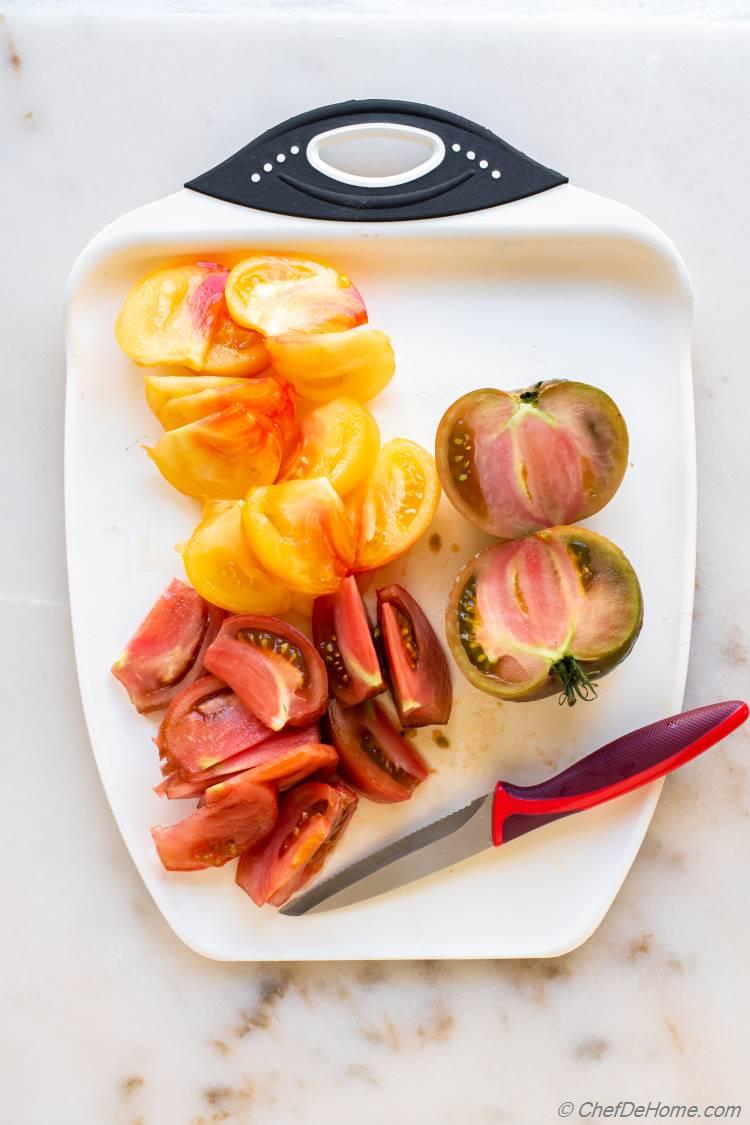 Wedge cut Heirloom Tomatoes