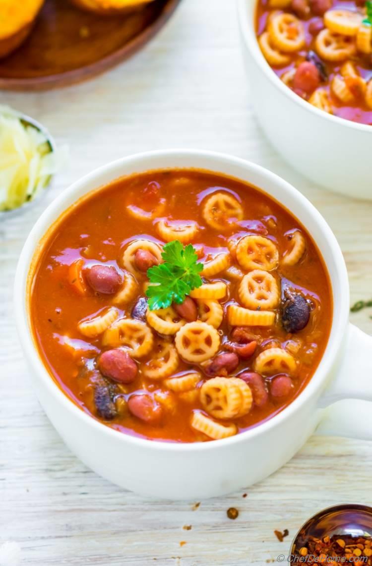 Easy and comforting bowl of Pasta and Beans Soup | chefdehome.com