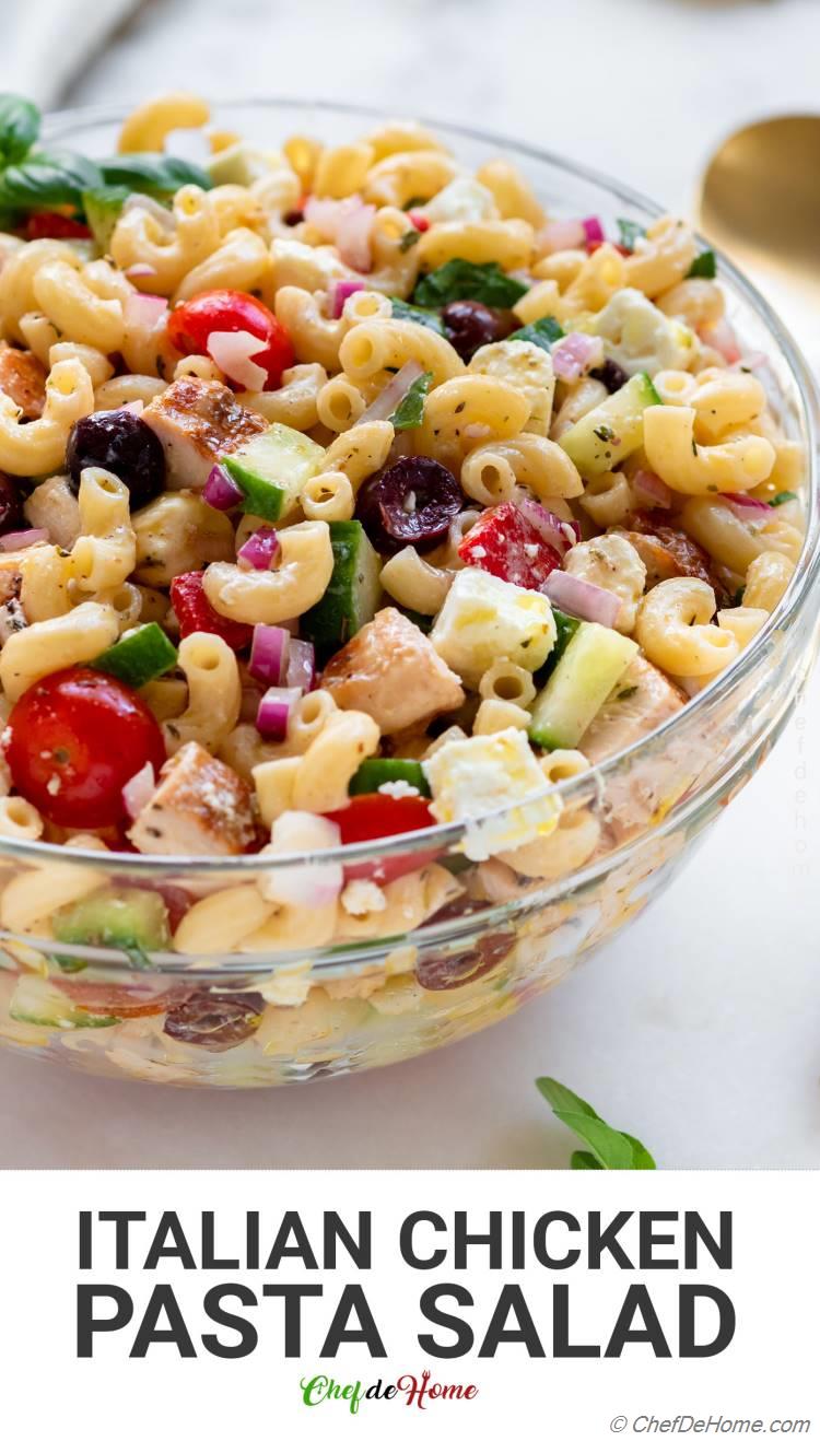 Italian Pasta Salad with Chicken for summer potluck