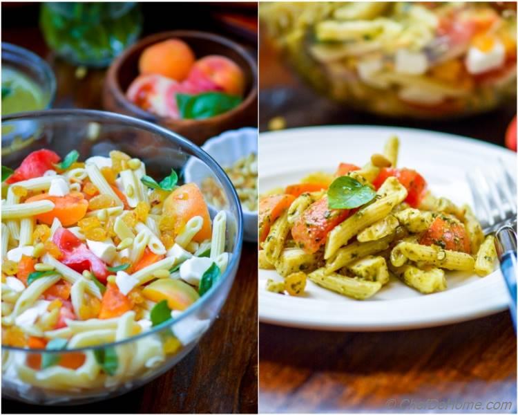 Best Crowd Pleaser Penne Caprese Pasta Salad with Pesto Dressing | chefdehome.com