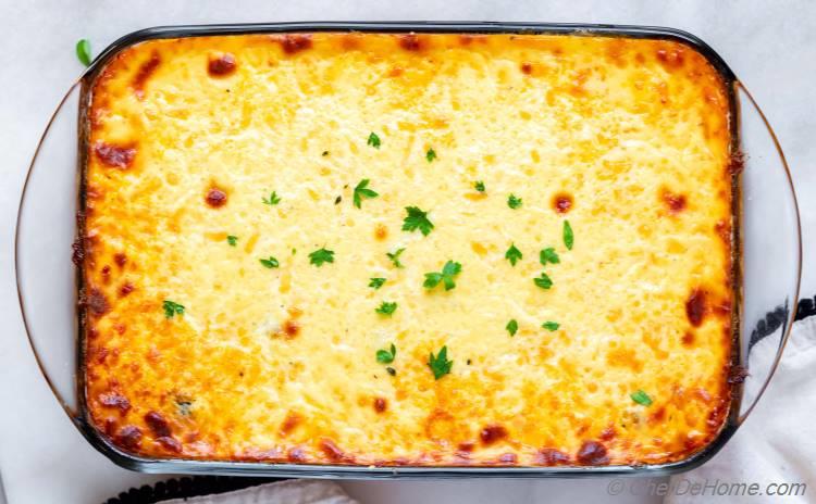 Baked Pastitsio with Lamb Sauce Out of the Oven