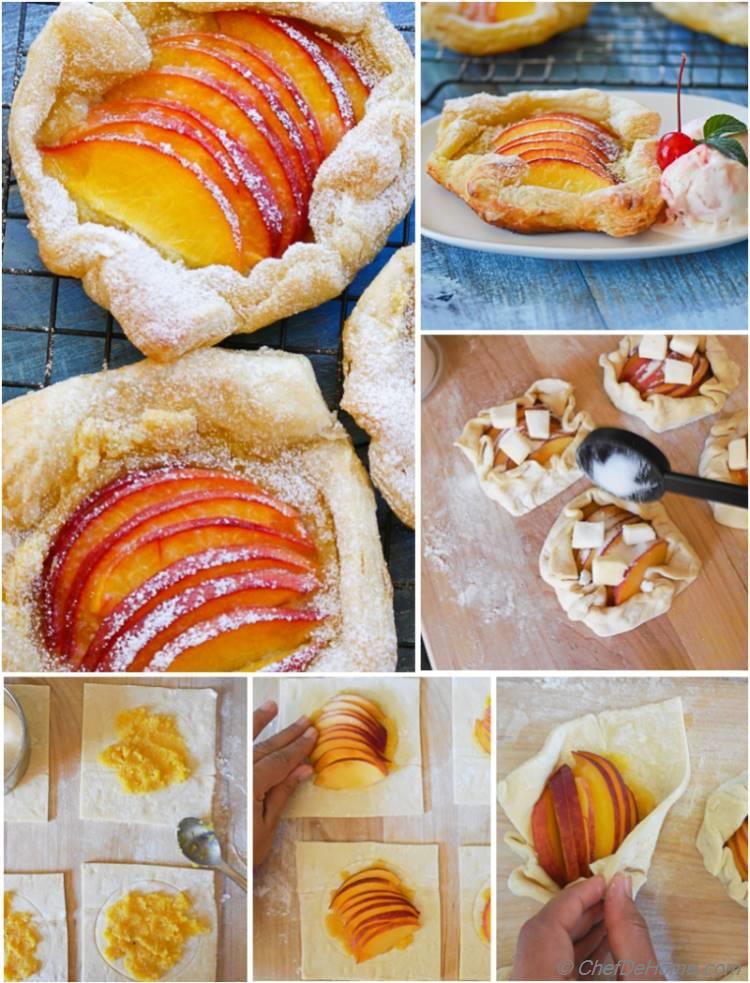 Learn to make Peach Galette - Rustic free-form Peach Tarts