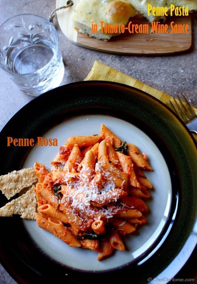 Penne Rosa - Penne Pasta in Tomato Cream Wine Sauce