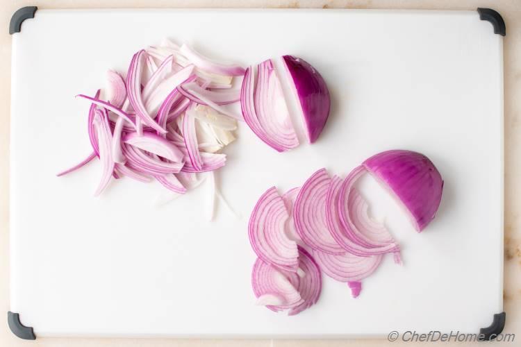 Sliced Red Onions for Pickling