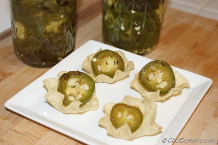 Pickled Jalapenos with Tortilla Chips
