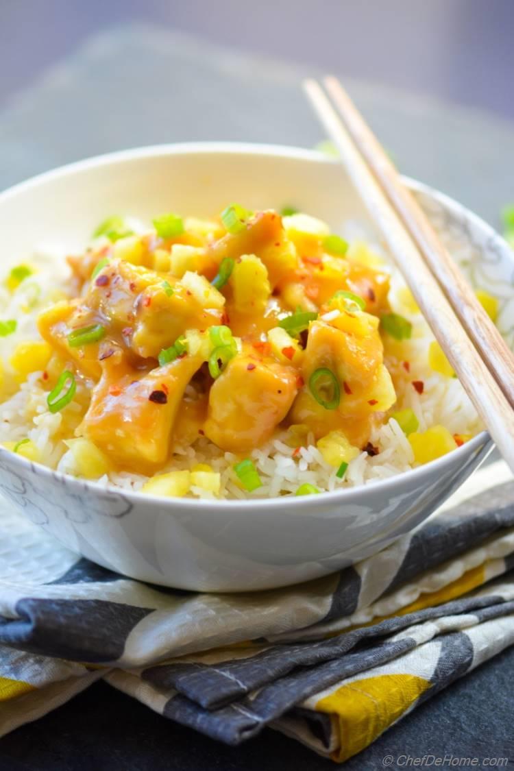 Pineapple Sweet and Sour Tofu and Rice Bowl