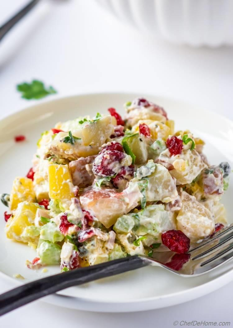 Creamy potato salad with no-mayo potato salad dressing | chefdehome.com