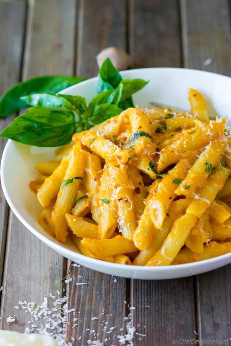 Creamy Pasta Alla Vodka with Pumpkin Marinara