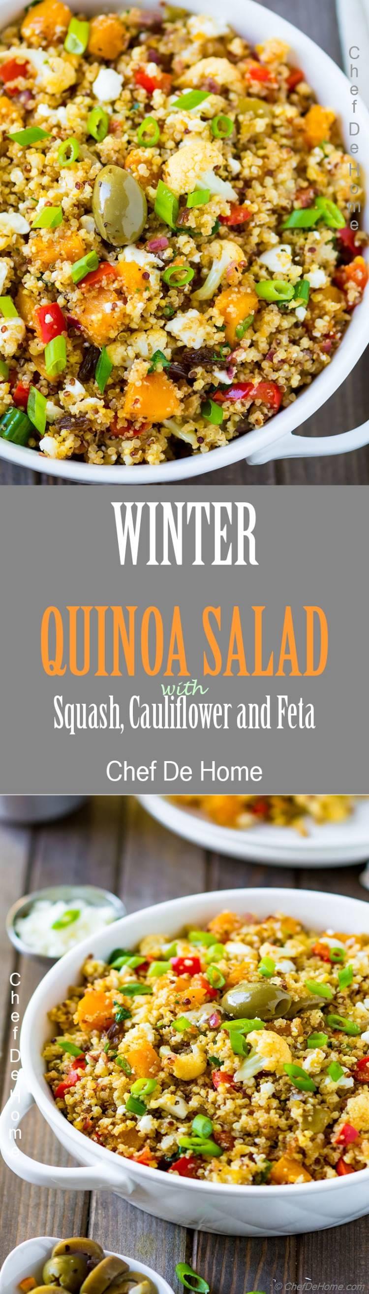 Delicious lite and healthy quinoa salad loaded with veggies and herbs for healthy New Year | chefdehome.com