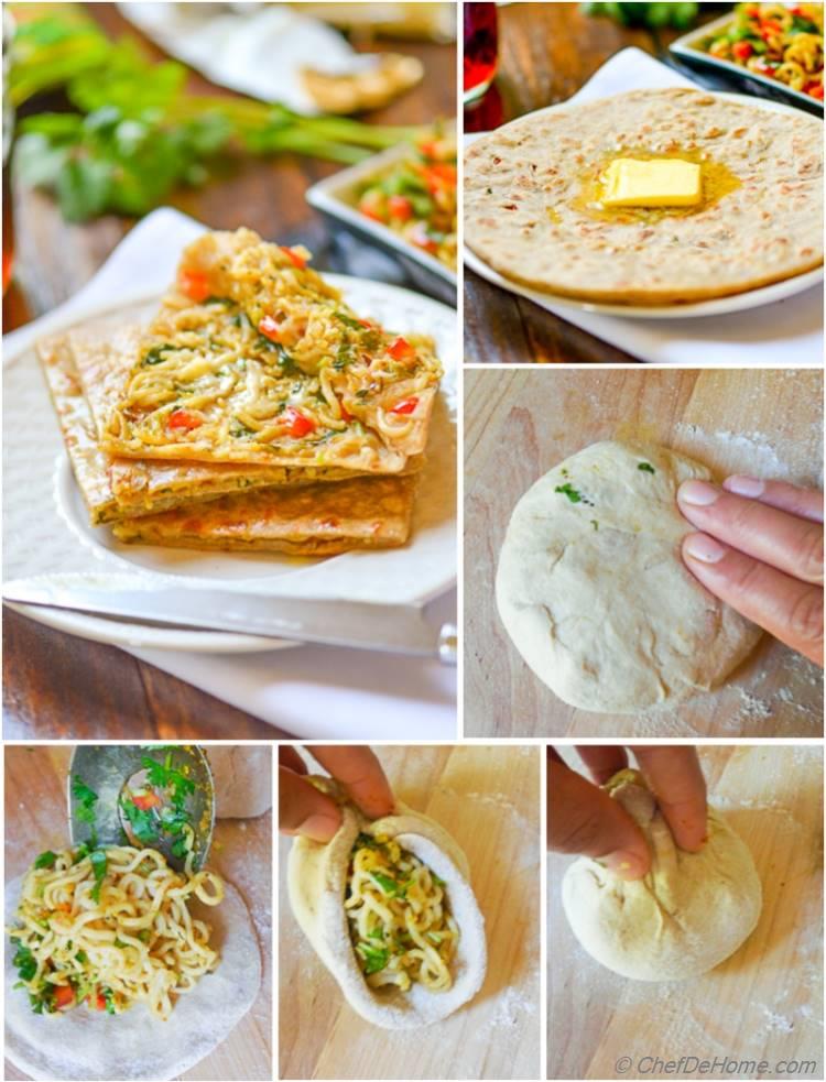 Ramen Noodles Stuffed Whole Wheat Flat Bread