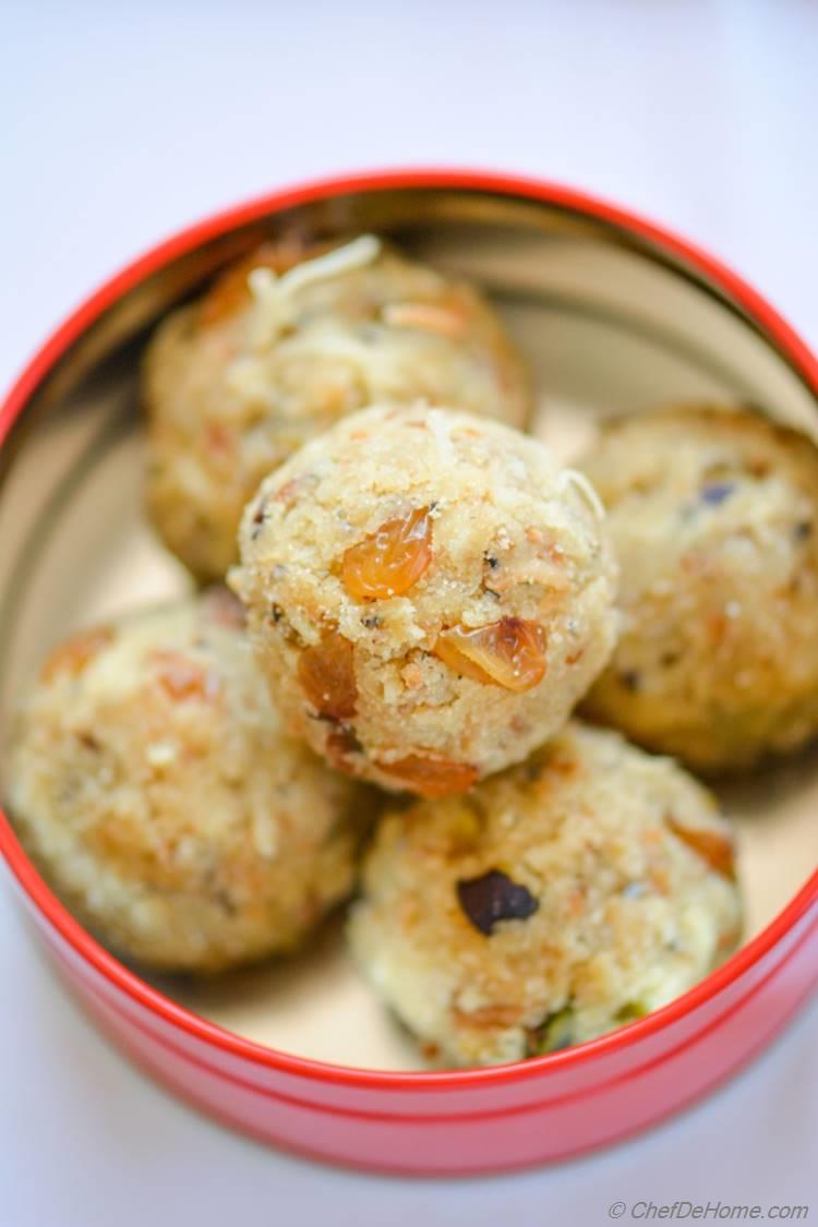 Rava (Semolina) Ladoo (truffles) are sweet and buttery in taste, are special favorite of kids, and perfect for tea-time snacking!