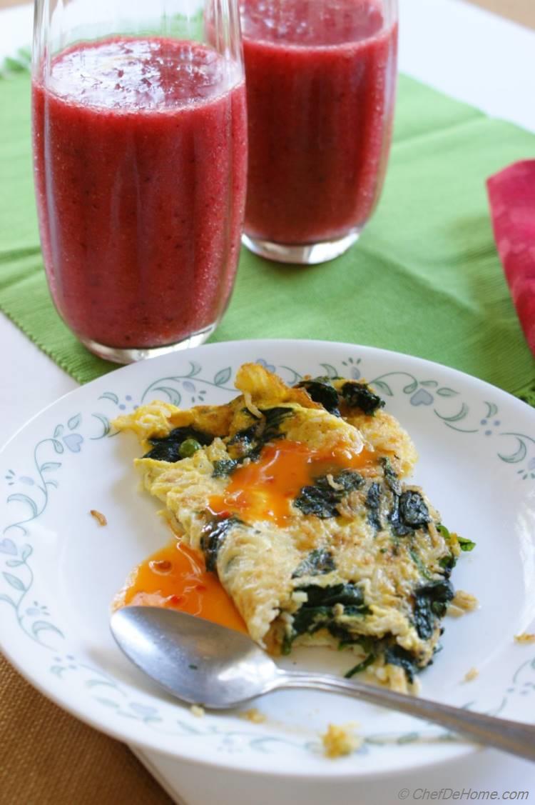 Easy Rice and Spinach Omelette