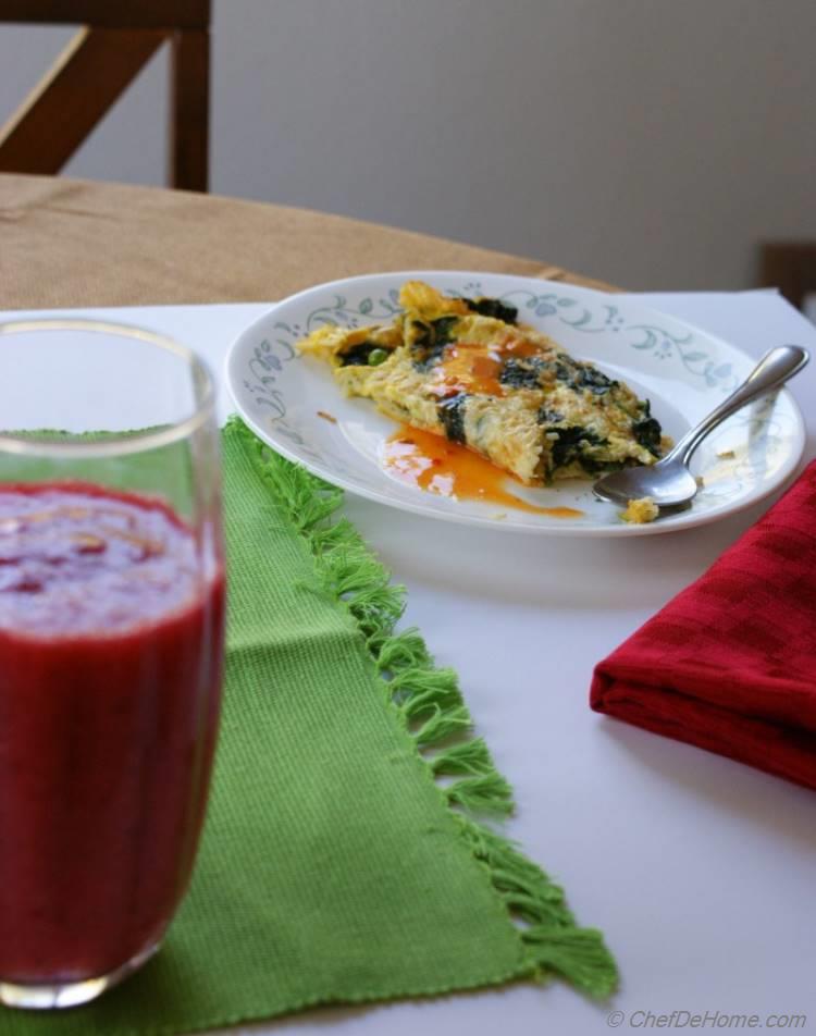 Spinach Egg Omelete with Rice and Spices