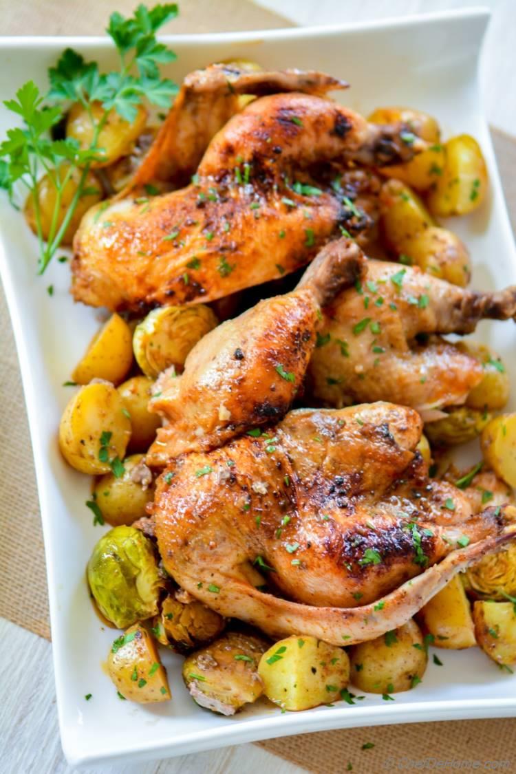 Roasted Cornish Hens with Garam Masala Honey Glaze Recipe | ChefDeHome.com