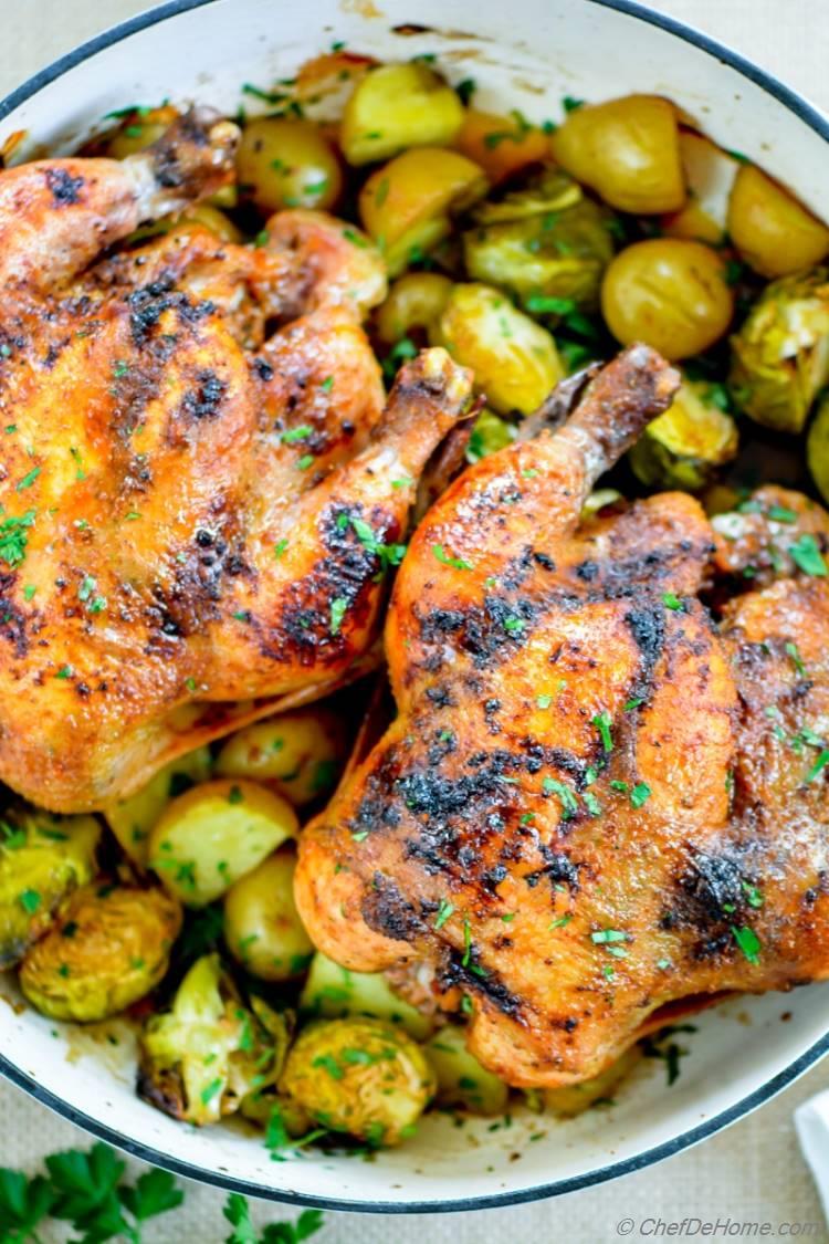 Roasted Cornish Hens with Garam Masala Honey Glaze Perfectly Sweet and Spiced for a weekday or holiday family dinner | chefdehome.com