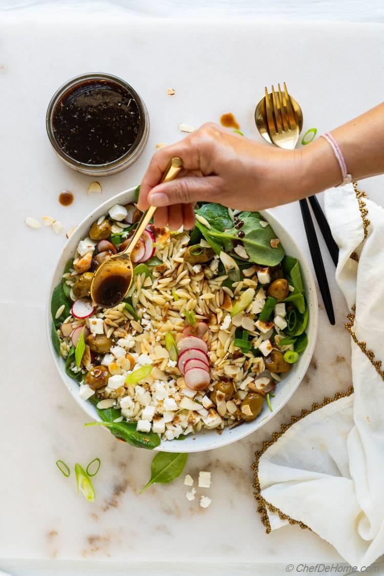 Orzo Salad with Feta Cheese and Spinach