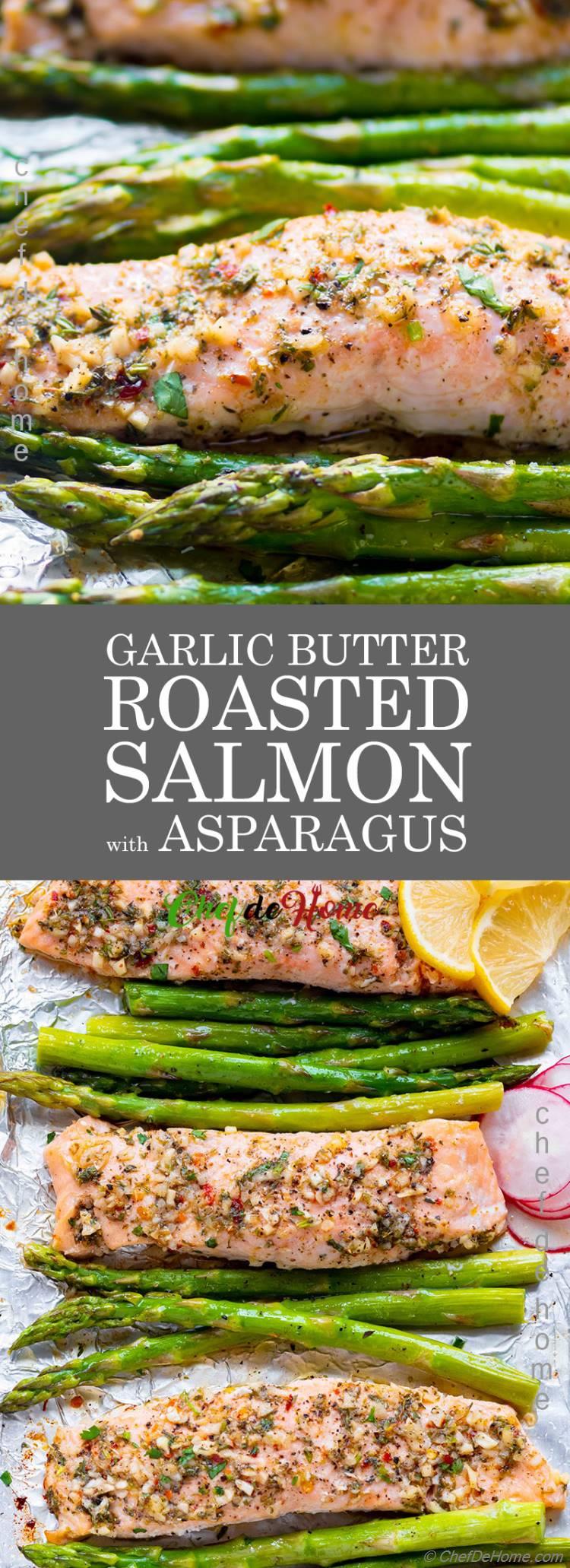 Garlic Butter Roasted Salmon with Asparagus 