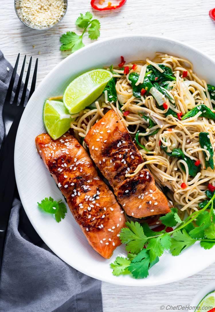 Teriyaki Salmon Soba Noodles Bowl