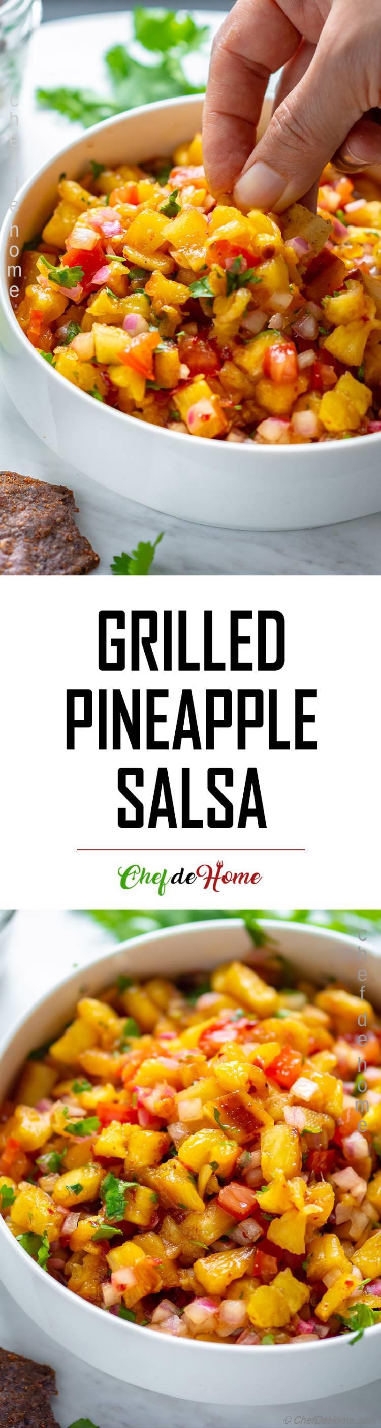 Pineapple Salsa made with grilled fresh pineapple