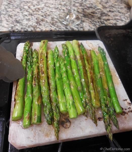 Himalayan Salt Block Cooked Lamb and Asparagus