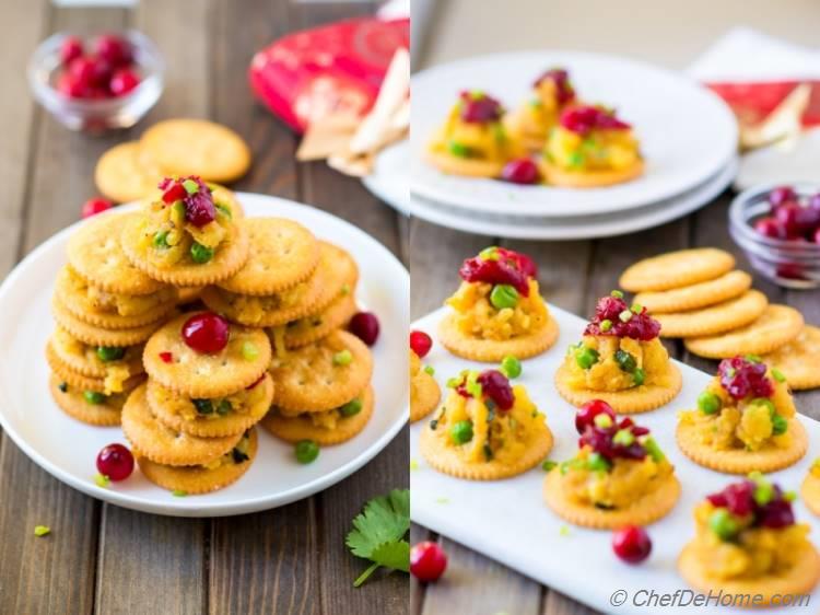 Samosa RITZ Crackers Party Platter like Christmas Tree | chefdehome.com