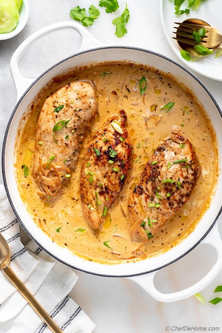 Chicken Cooked in Caramelized Onion Cream Sauce