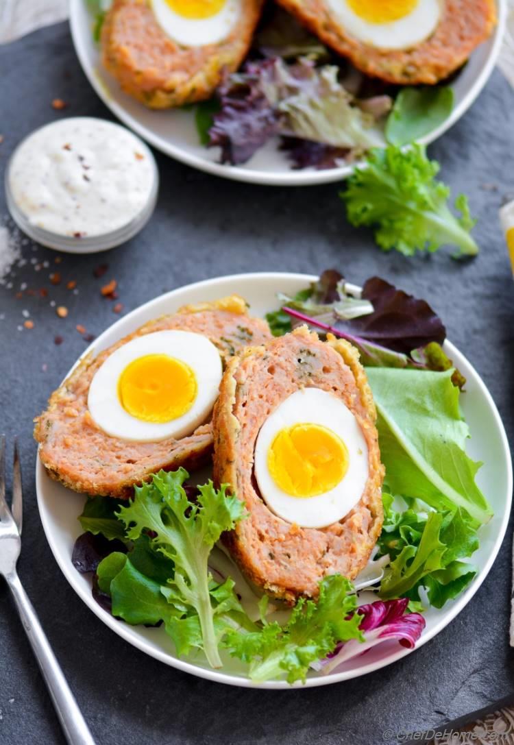 Baked Chicken Scotch Eggs - a healthier all-in-one brunch!