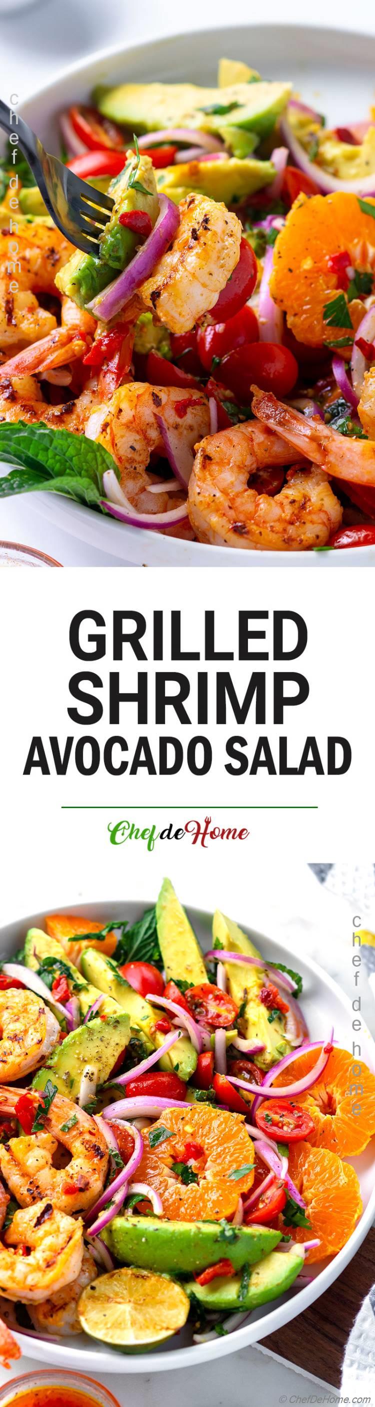 Grilled Shrimp Avocado Salad Recipe | ChefDeHome.com