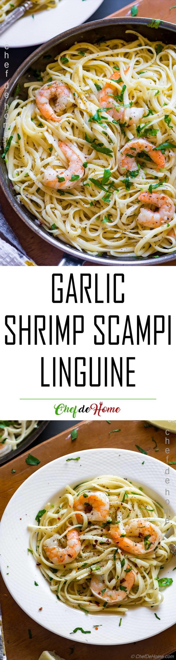 Easy Garlic and Wine Sauce Shrimp Scampi with Pasta