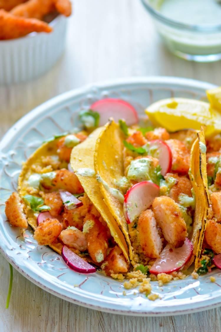 Cauliflower Rice and Butterfly Shrimp Tacos | chefdehome.com