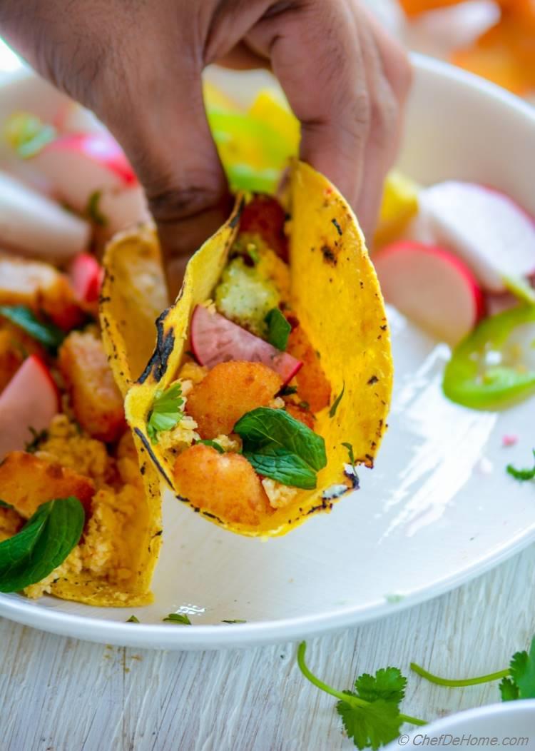 Cauliflower Rice and Butterfly Shrimp Tacos | chefdehome.com