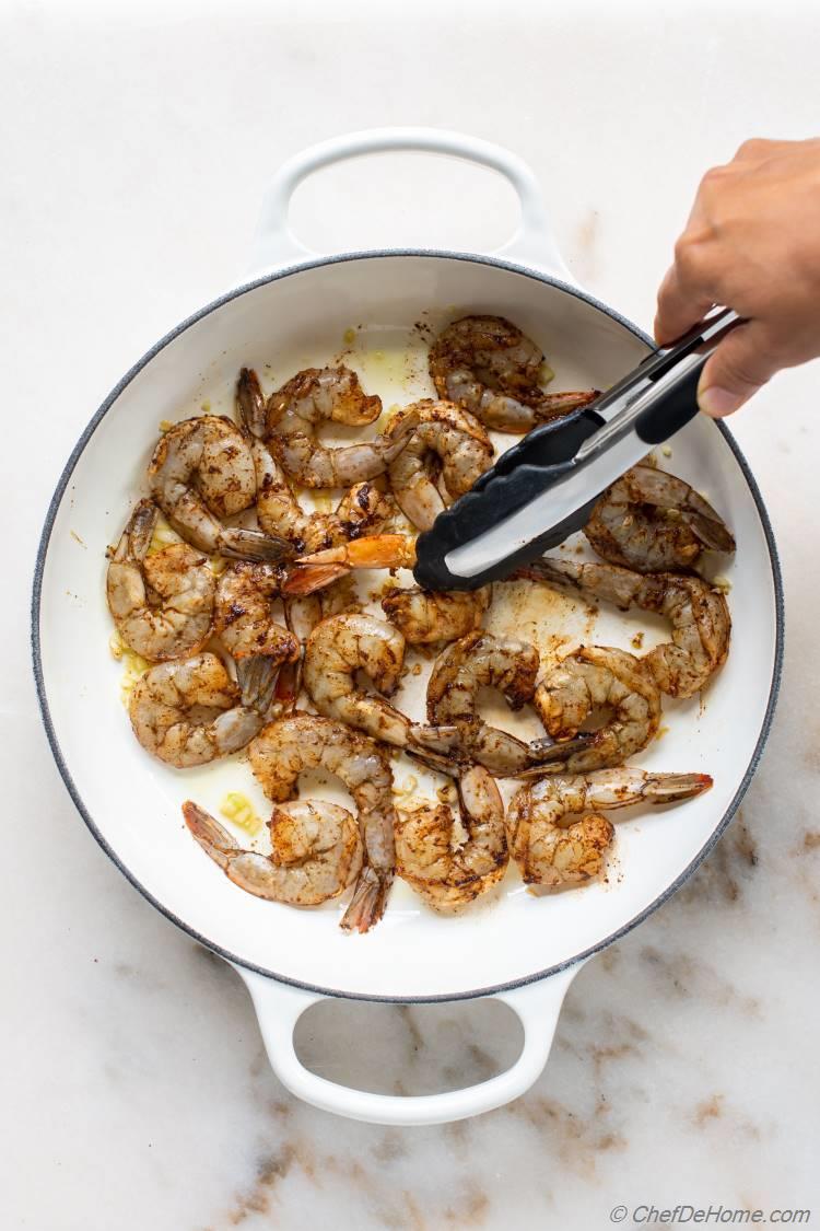 Cooking Shrimp for Garlic Shrimp