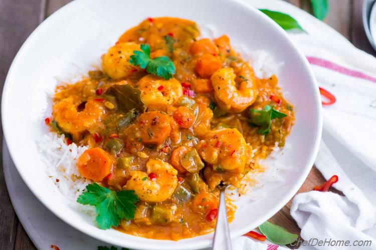 Easy Shrimp Etouffee Recipe made with shrimp, creole seasoning and veggies