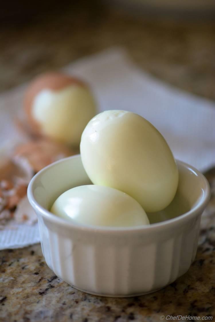 Boil and peel perfect eggs for Egg Curry