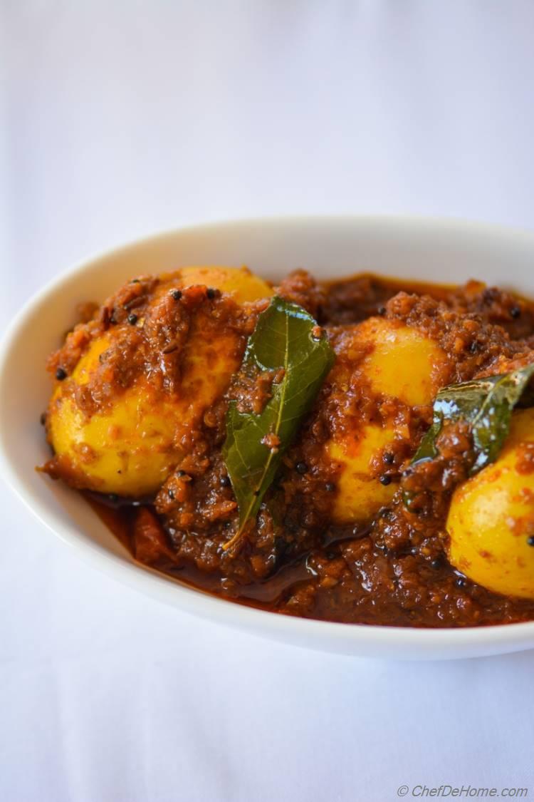 Andhra-Style Spicy Egg Curry Recipe | ChefDeHome.com