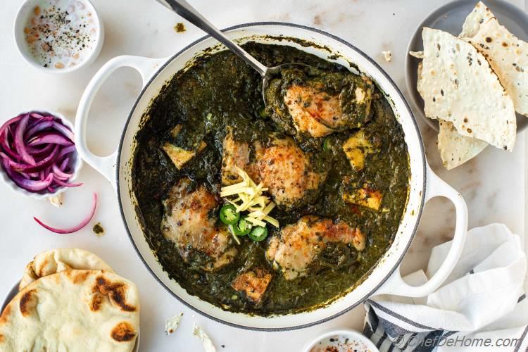 Chicken Saag Spinach Curry Indian 