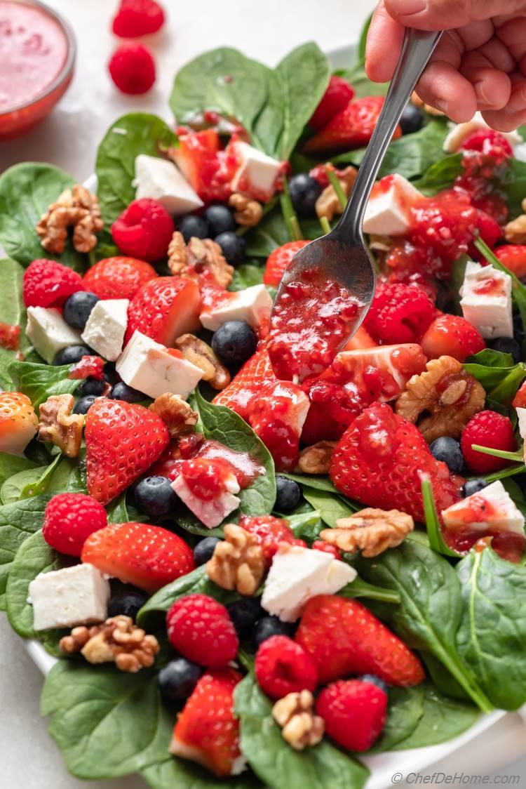 Strawberry Spinach Salad with Raspberry Dressing