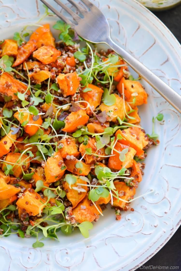 Roasted Acorn Squash and Micro greens Salad