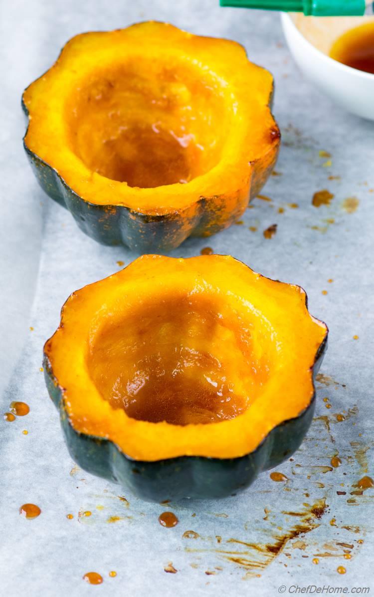 Acorn Squash after first bake of 20 minutes