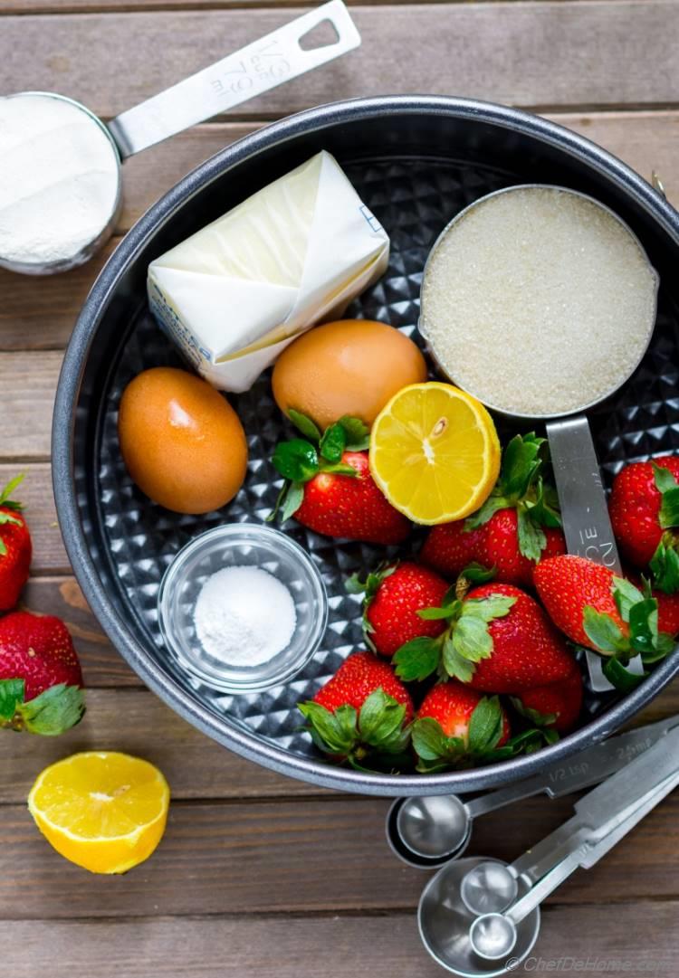 Ingredients for fresh strawberry Pound Cake